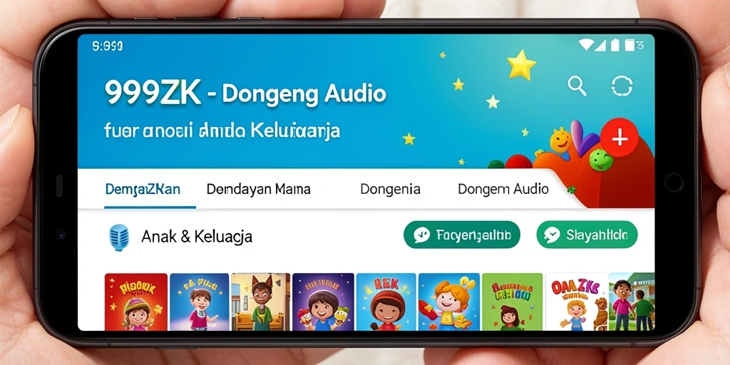 Tampilan antarmuka intuitif aplikasi 999ZK untuk Dongeng Audio.