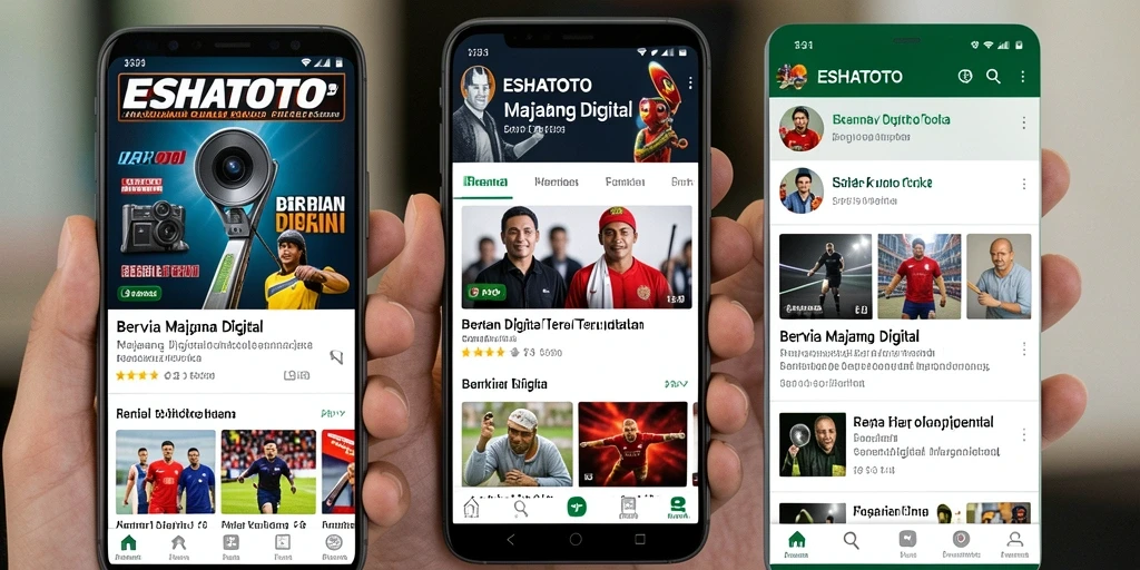 Tampilan aplikasi ESHATOTO dengan antarmuka Majalah Digital yang menarik.