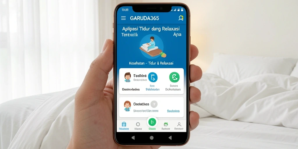 Antarmuka intuitif <strong>GARUDA365</strong> dengan fitur Tidur & Relaksasi yang menenangkan.