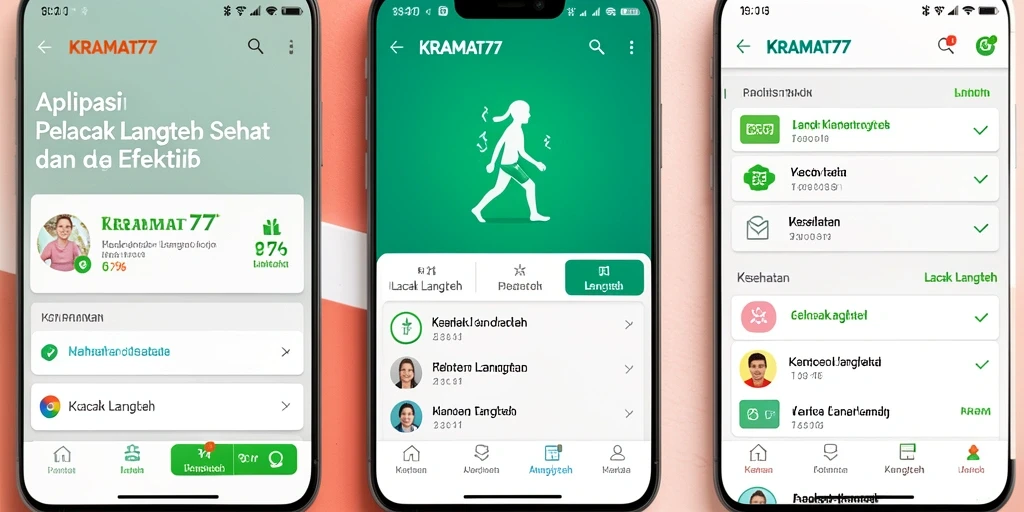 Tampilan antarmuka aplikasi KRAMAT77 dengan fungsi Lacak Langkah.