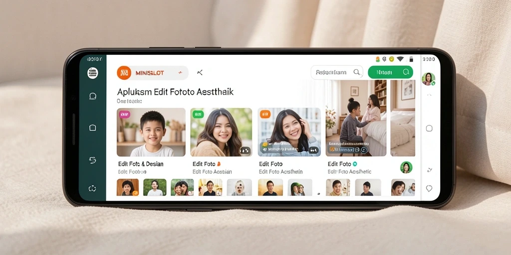 Antarmuka pengguna MINISLOT yang ramah dan intuitif untuk editing foto aesthetic.