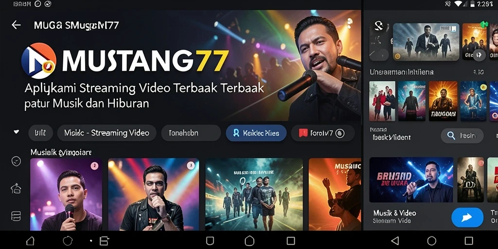 Tampilan antarmuka MUSTANG77 yang memukau dengan berbagai pilihan video.