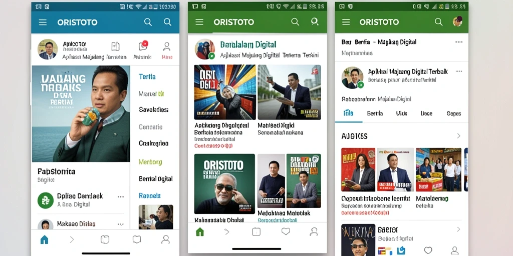 Tampilan antarmuka utama ORISTOTO dengan berita terbaru dan kategori menarik.