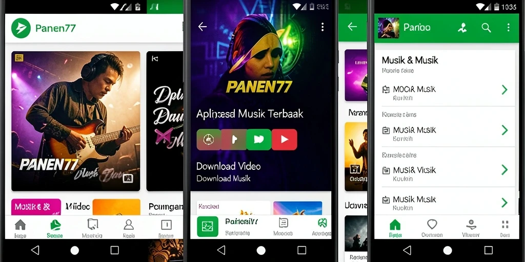 Antarmuka aplikasi PANEN77 yang user-friendly untuk download musik.