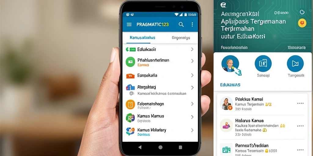 Tampilan antarmuka aplikasi Kamus Terjemahan PRAGMATIC123 yang user-friendly.