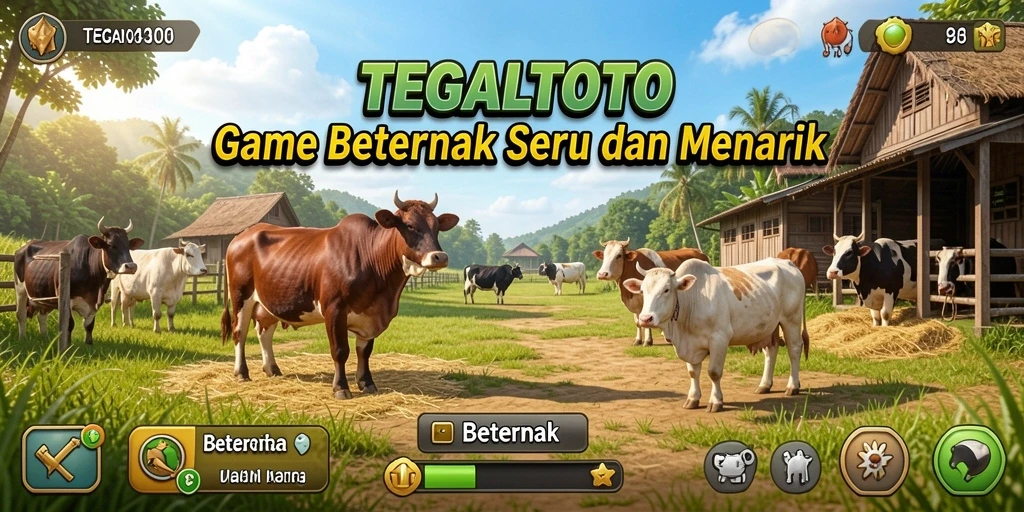 Screenshot utama TEGALTOTO yang menampilkan suasana peternakan menarik.