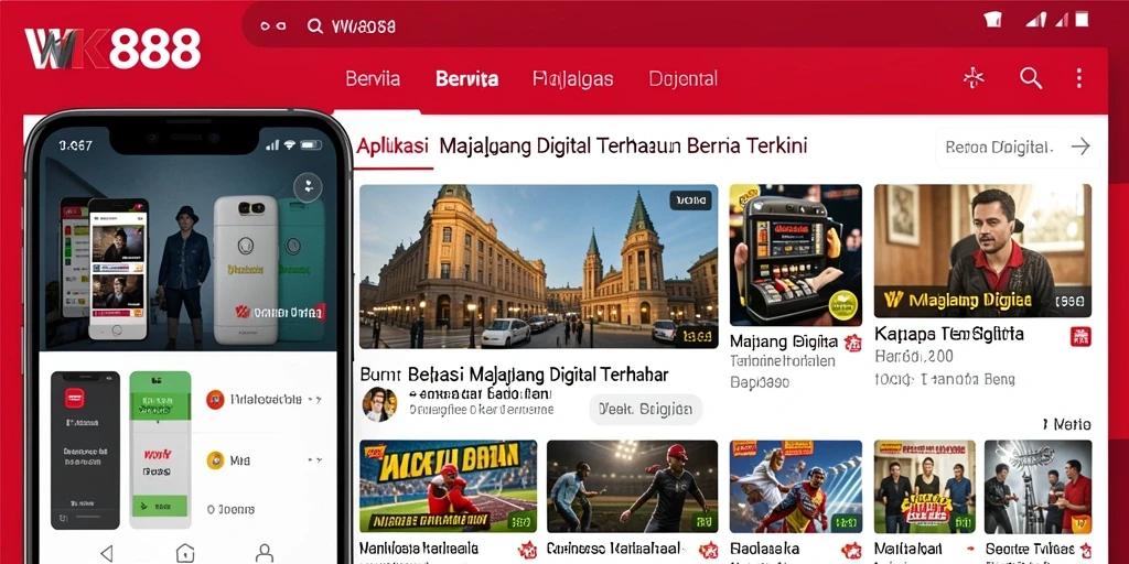 Tampilan antarmuka aplikasi WK888 sebagai Majalah Digital yang modern.