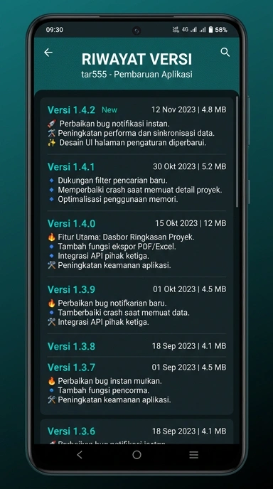 Riwayat Versi Aplikasi Tar555 untuk Pengguna Android